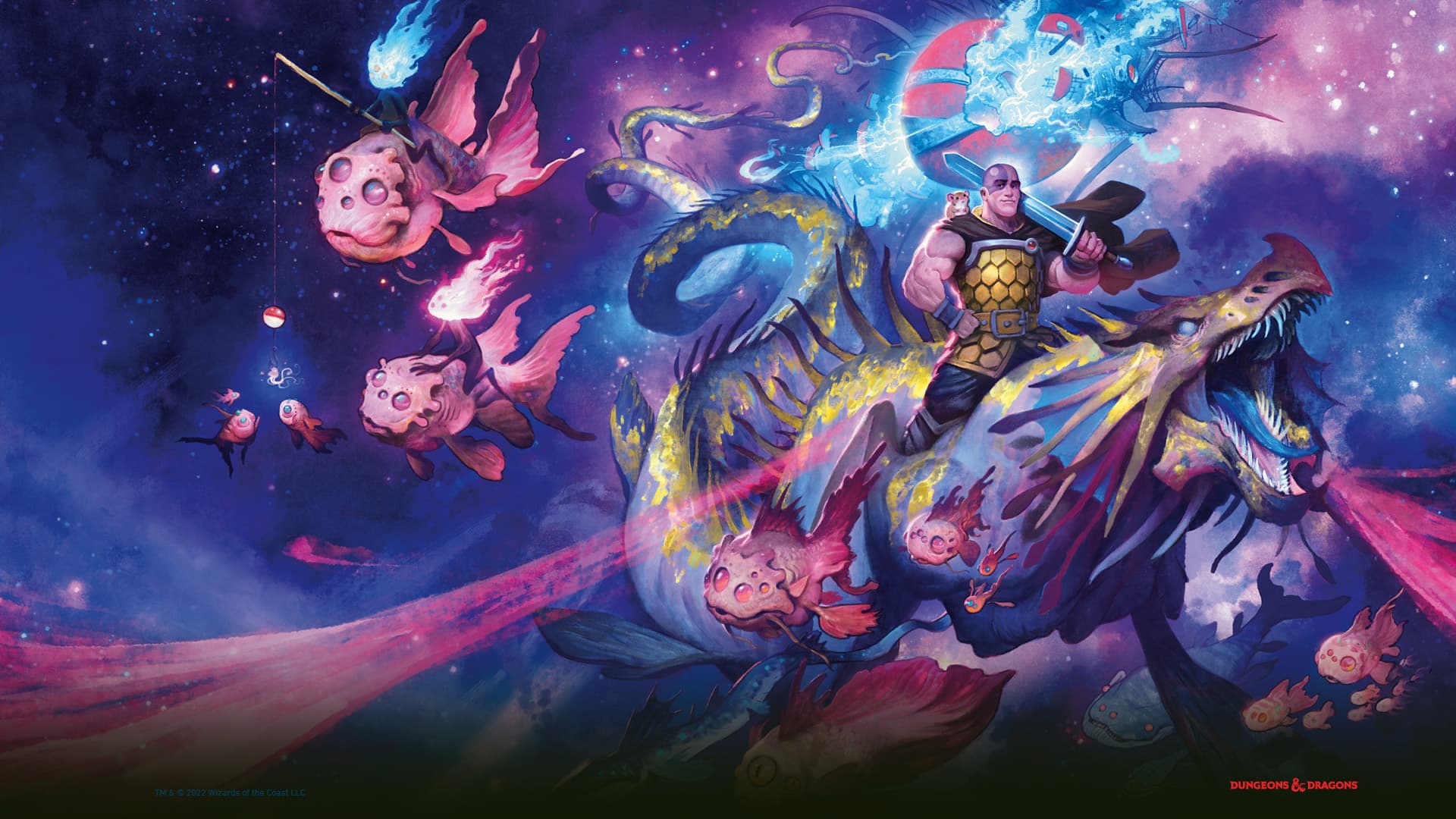Imagem de promoção ilustra uma equipe de RPG com mago, arqueira, guerreira, ladino e anão